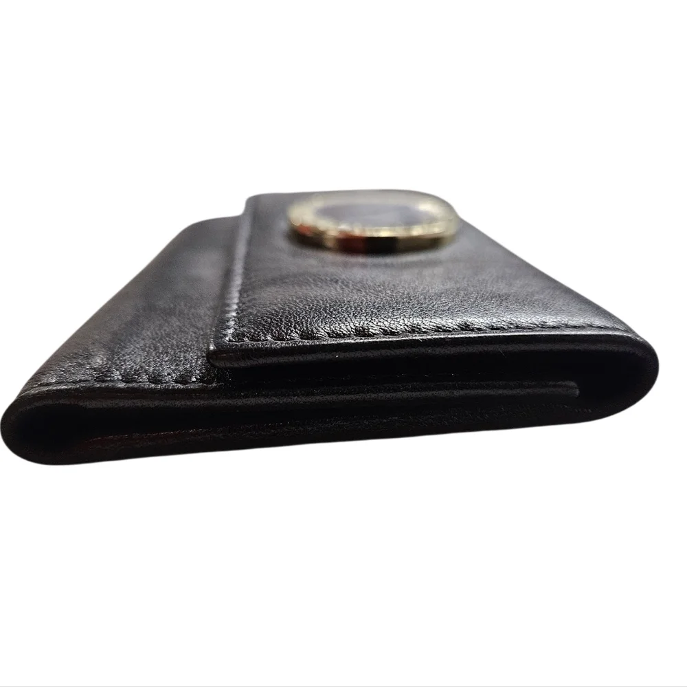 Bvlgari Small Keyholder Wallet In Black Calf Leather And Light Gold